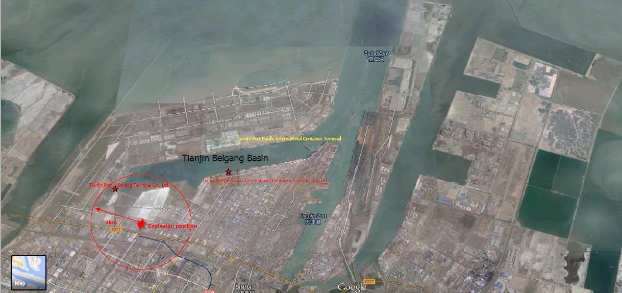 Tianjin port location of explosion